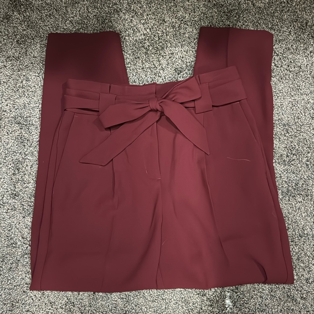 Express High Waisted Tie Pants - Maroon